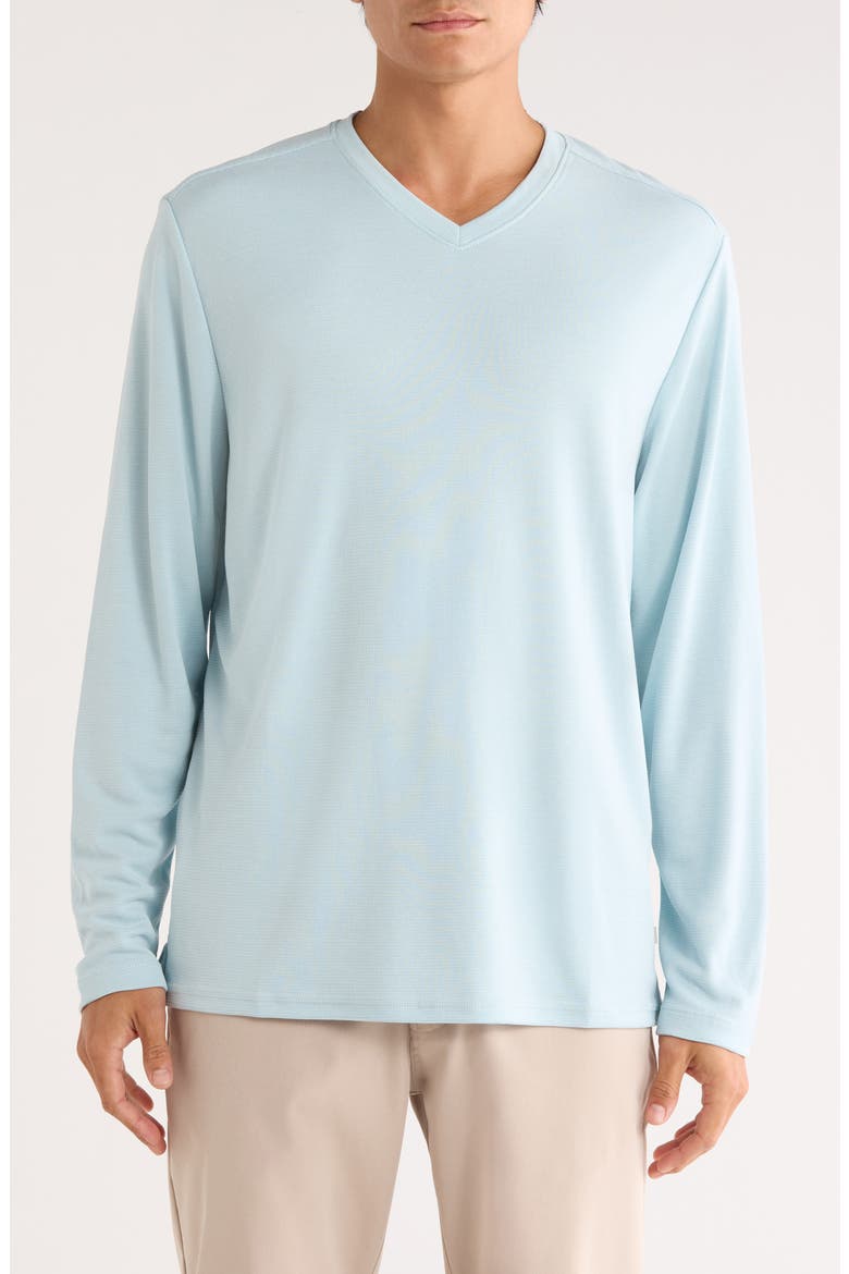 Tranquil Bay V-Neck Long Sleeve T-Shirt, Main, color, STERLING BLUE