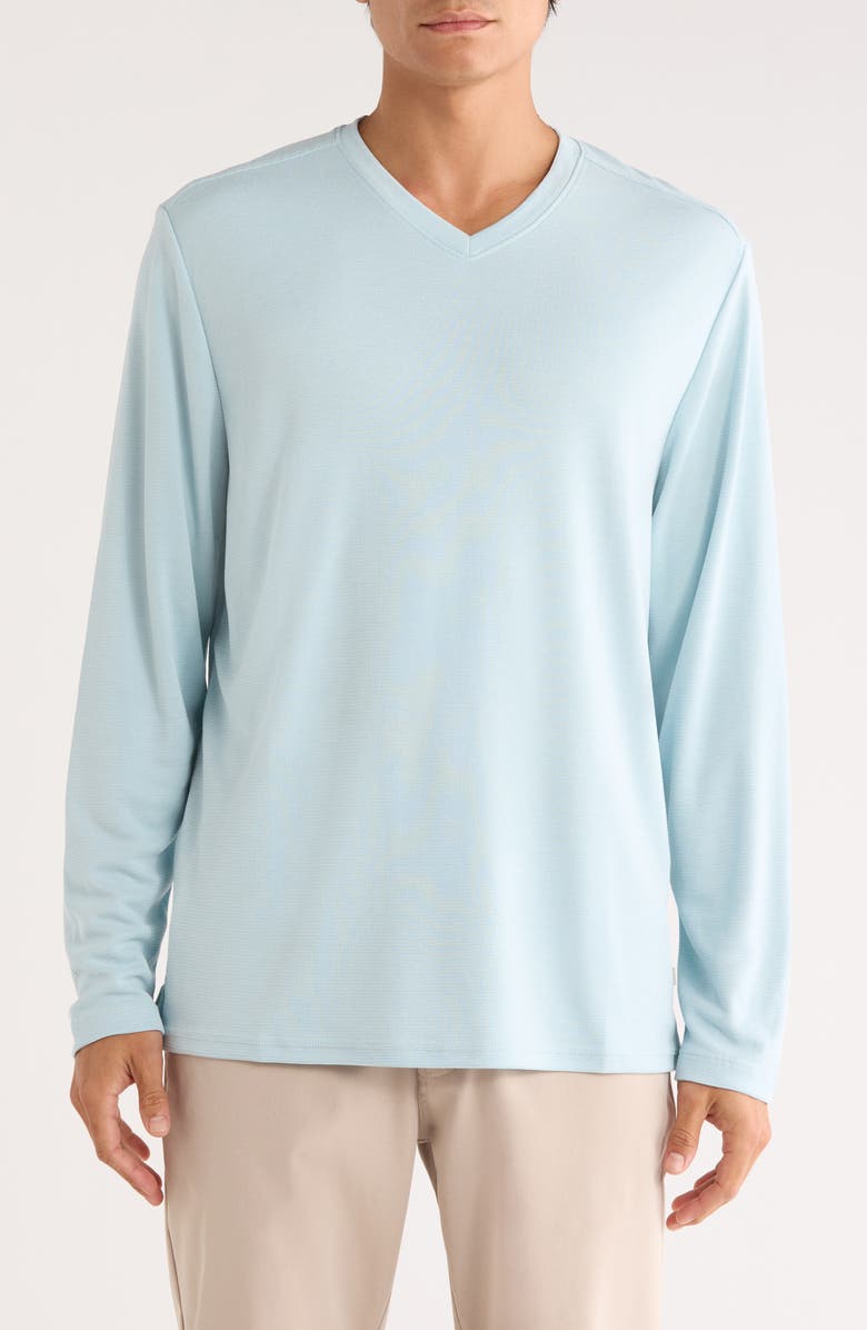 Tommy Bahama Tranquil Bay V-Neck Long Sleeve T-Shirt, Main, color, Sterling Blue