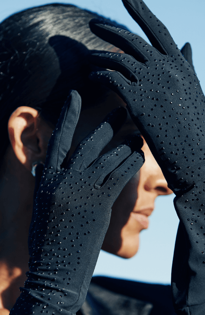 Seymoure Grace Glove with Handset Crystals, Alternate, color, Black