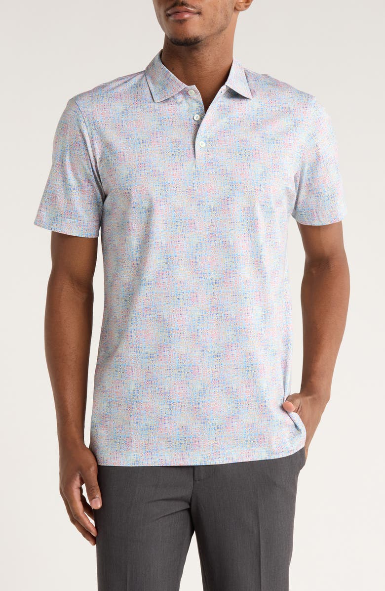 Bugatchi Abstract Print OoohCotton<sup>®</sup> Knit Polo, Main, color, Dust