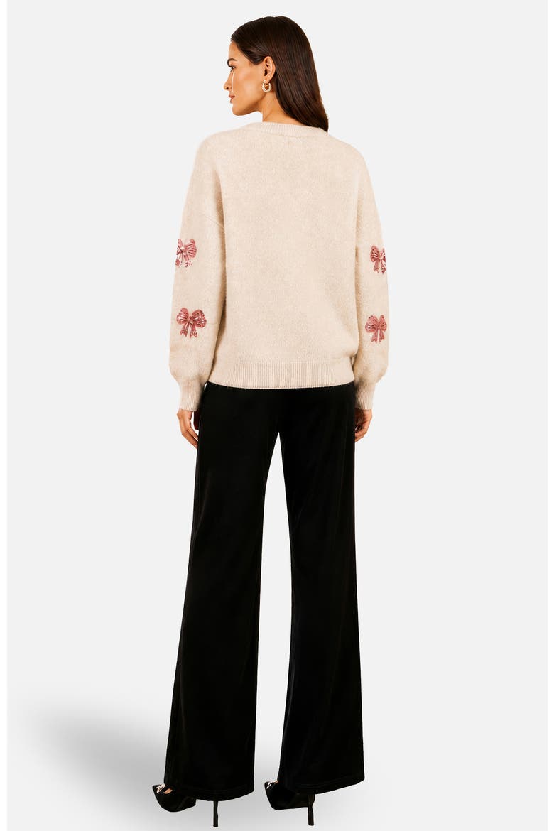 Relaxed Knit Sequin Bow Jumper, Alternate, color, Ivory