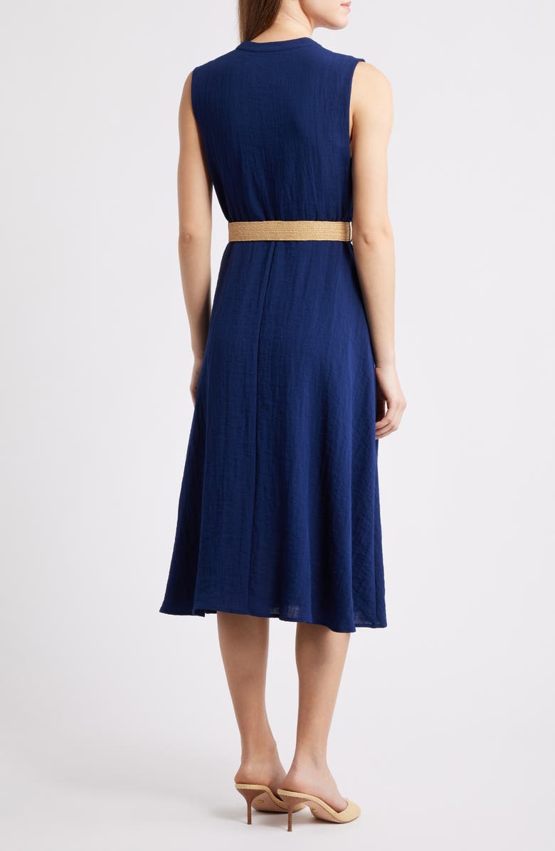 Sam Edelman Ruffle Trim Sleeveless Midi Dress, Alternate, color, Navy