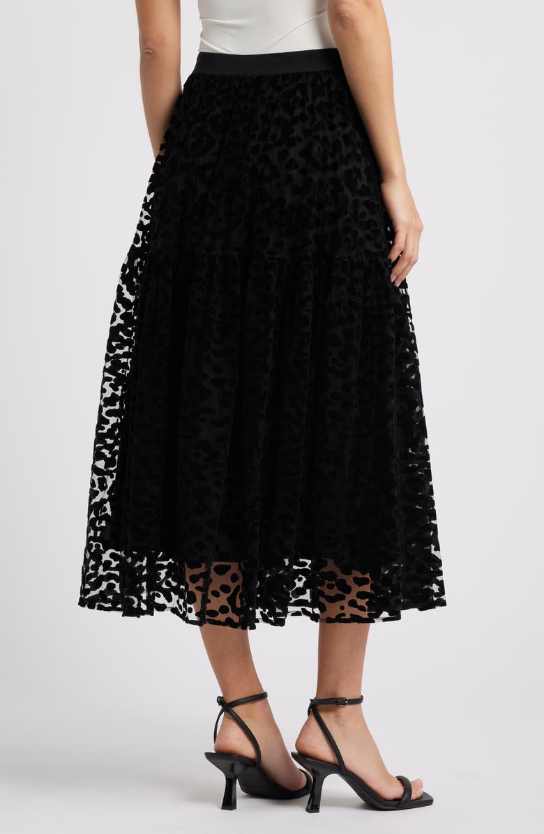 Masai Copenhagen Salome Leopard Spot Burnout Velvet Skirt, Alternate, color, 