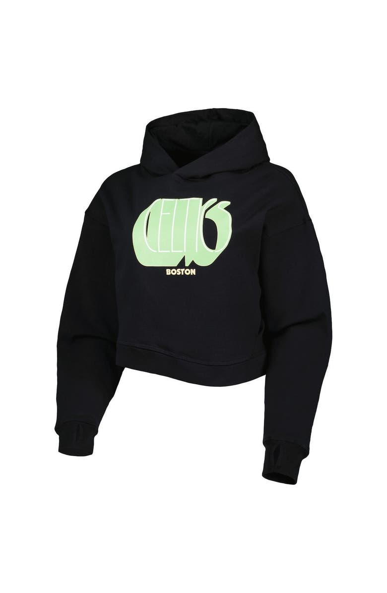 LUSSO Women's Lusso Black Boston Celtics Layla World Tour Cropped Pullover Hoodie, Alternate, color, Black