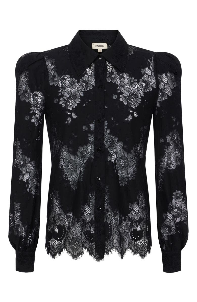 L'AGENCE Jenica Lace Blouse, Alternate, color, Black