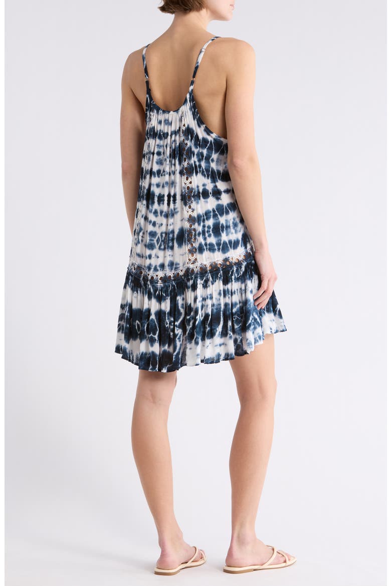Tonal Lace Scoop Neck Dress, Alternate, color, NAVY TIE DYE