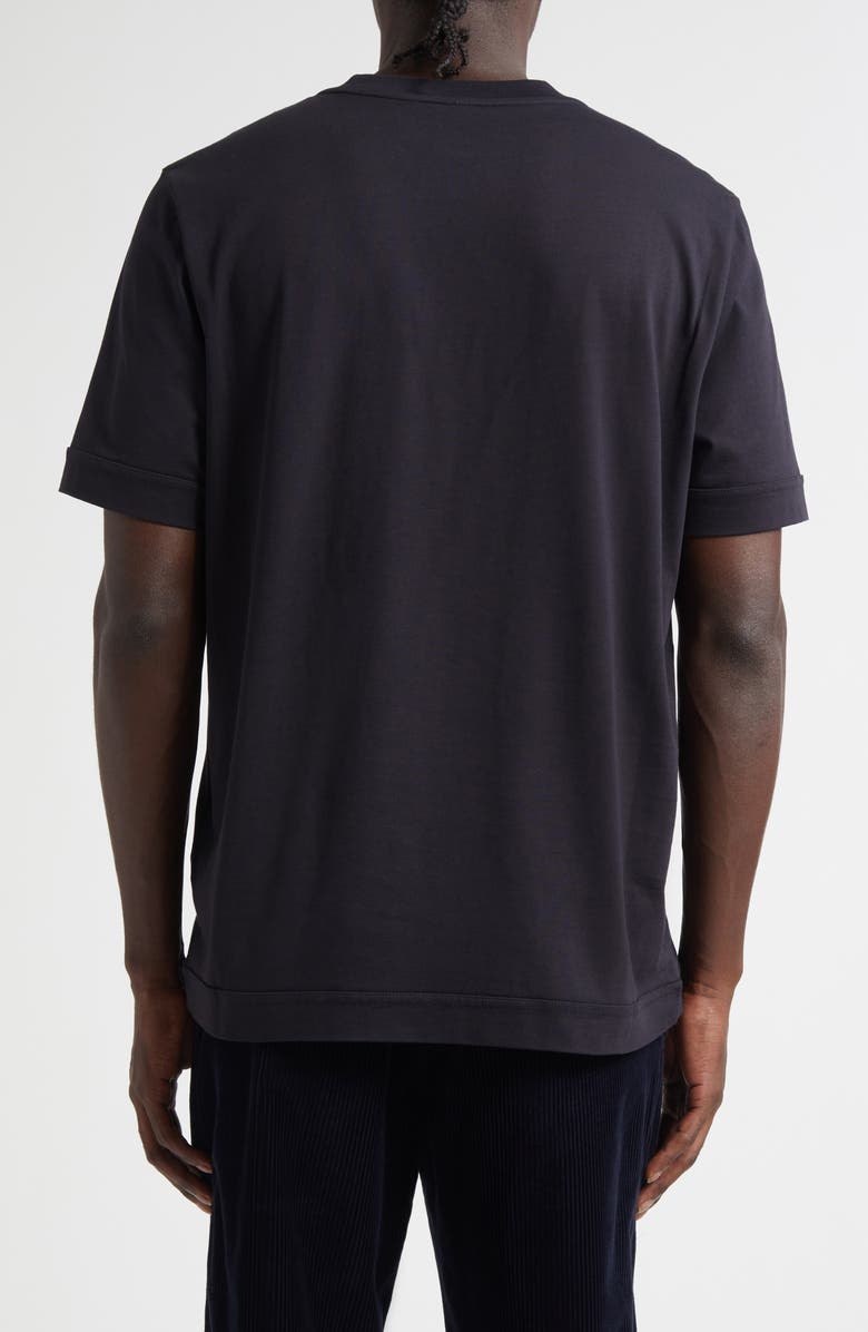 Moncler Leather Logo Patch Cotton T-Shirt, Alternate, color, Dark Navy Blue