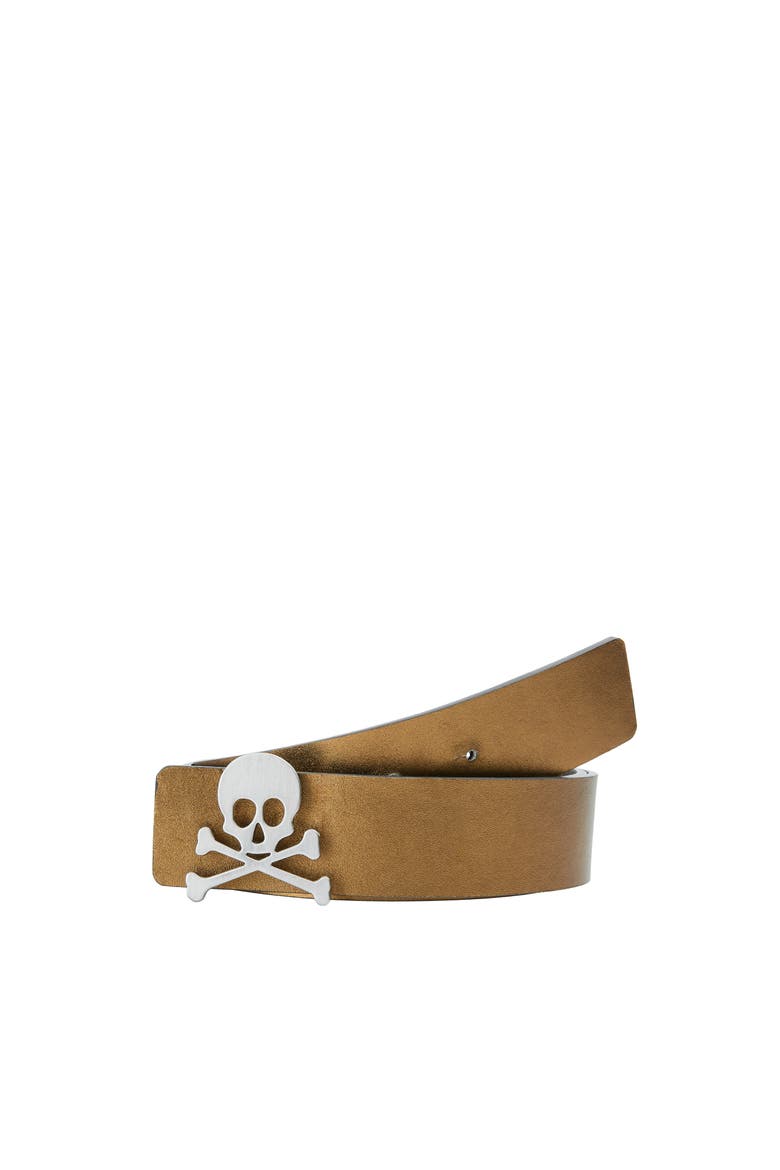 Reversible Leather Belt, Main, color, GoldSilver
