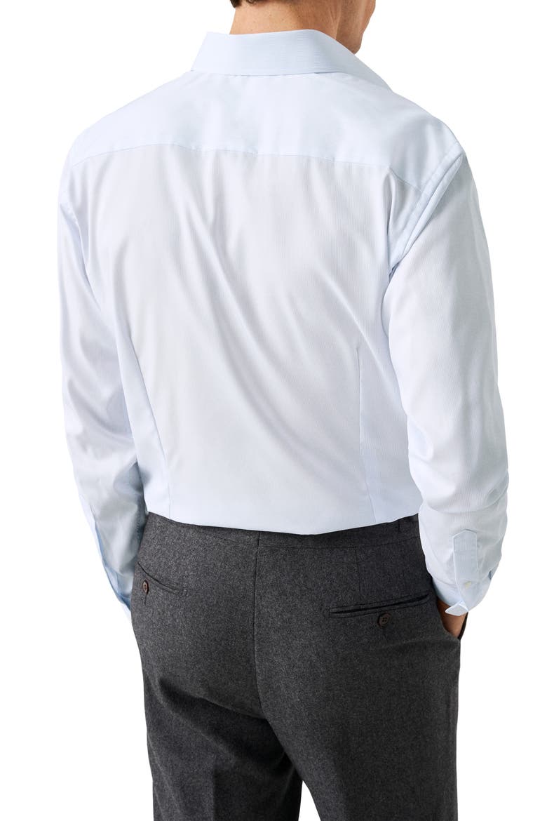 Contemporary Fit Pinstripe Cotton Twill Dress Shirt, Alternate, color, LIGHT BLUE