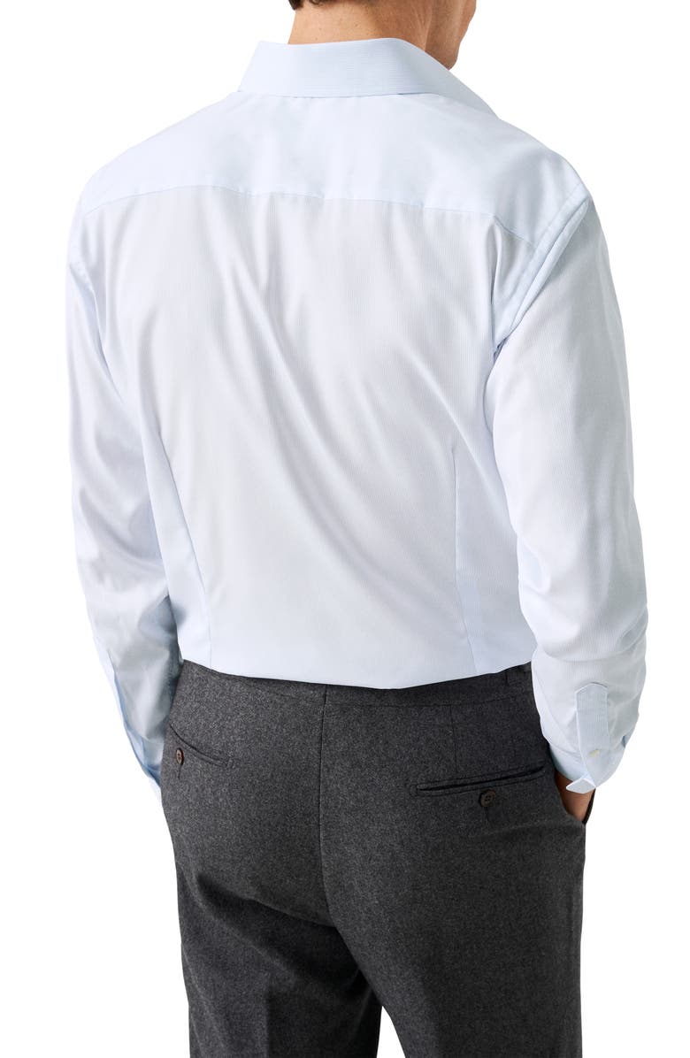 Eton Contemporary Fit Pinstripe Cotton Twill Dress Shirt, Alternate, color, Light Blue