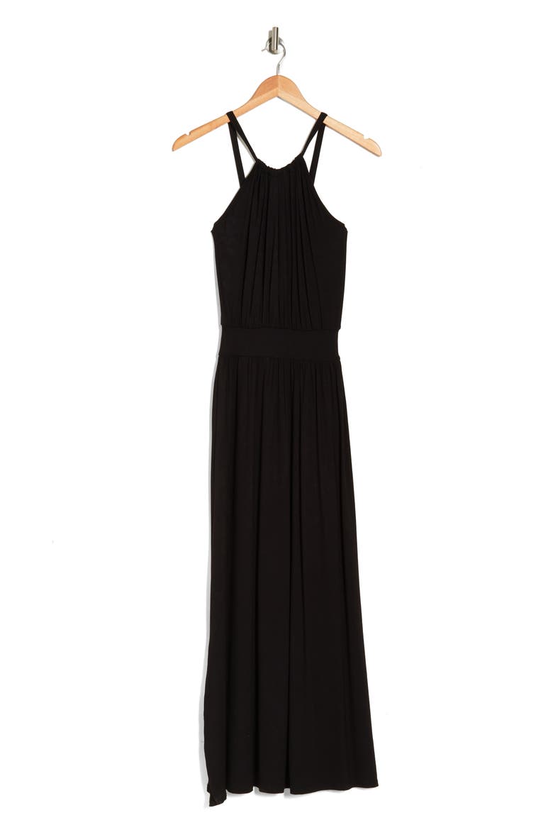 Maxi Halter Dress, Alternate, color, BLACK