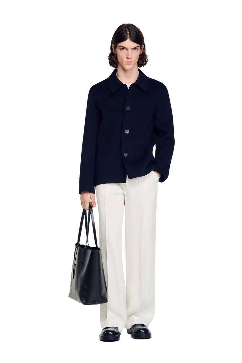 Wool jacket with regular collar, Alternate, color, Navy blue