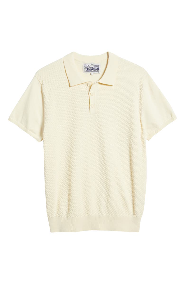 Schott NYC Basket Weave Cotton Knit Polo, Alternate, color, Off White