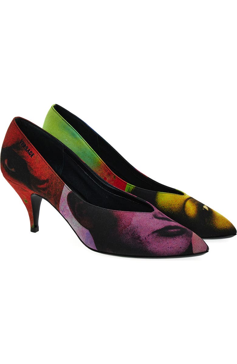 Versace Pointed Toe Pump, Main, color, Purple Multi