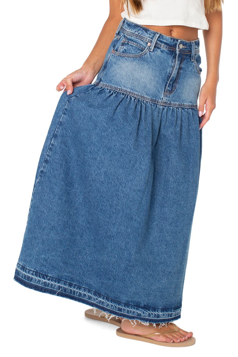 Nocturne Denim Maxi Skirt, Main, color, SALT FADE