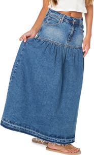 Roxy Nocturne Denim Maxi Skirt