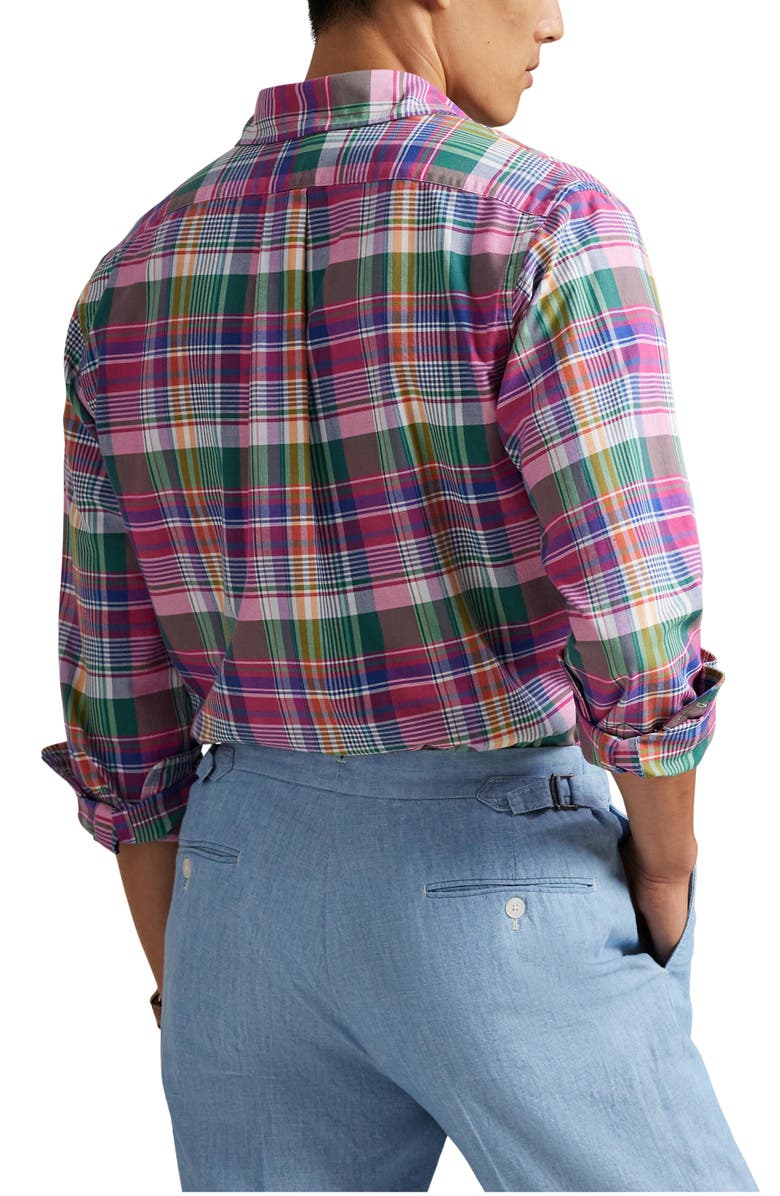 Polo Ralph Lauren Classic Fit Plaid Cotton Button-Down Oxford Shirt, Alternate, color, Pink Blue Multi
