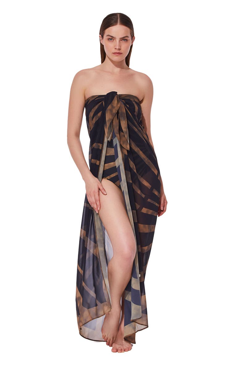 Gottex Desert Queen Pareo Cover-Up, Alternate, color, Black-Brown