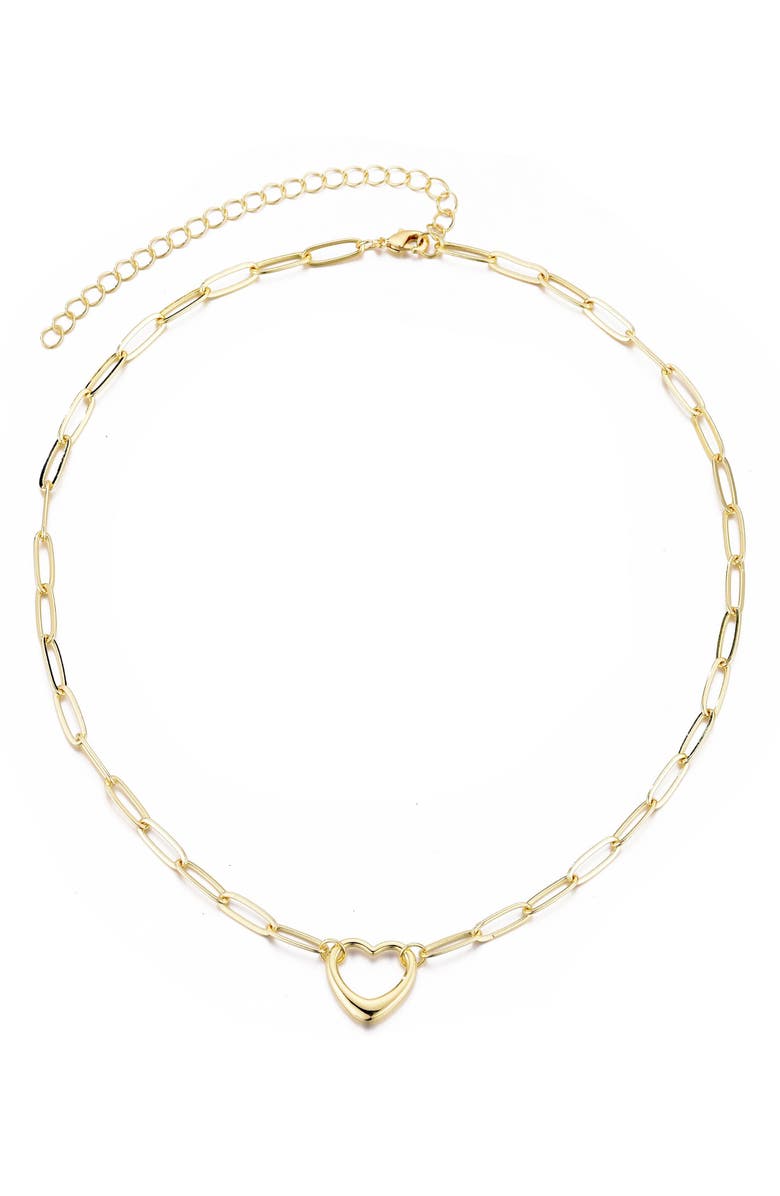 Adornia Paperclip Chain Heart Pendant Necklace, Alternate, color, Gold