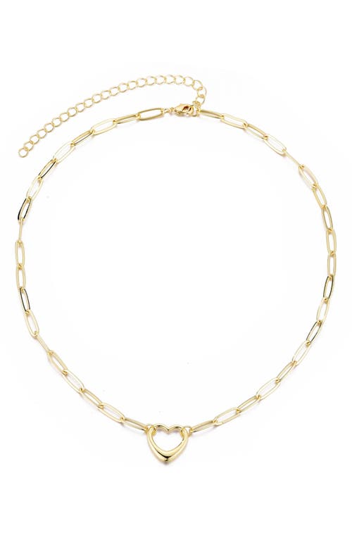 Adornia 14k Gold Plated Paperclip Chain Outline Heart Necklace In Gold