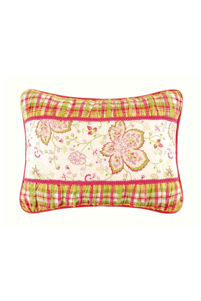 Colonial Williamsburg Plaid Border Pieced Accent Pillow, 12" x 16", Main, color, Pink