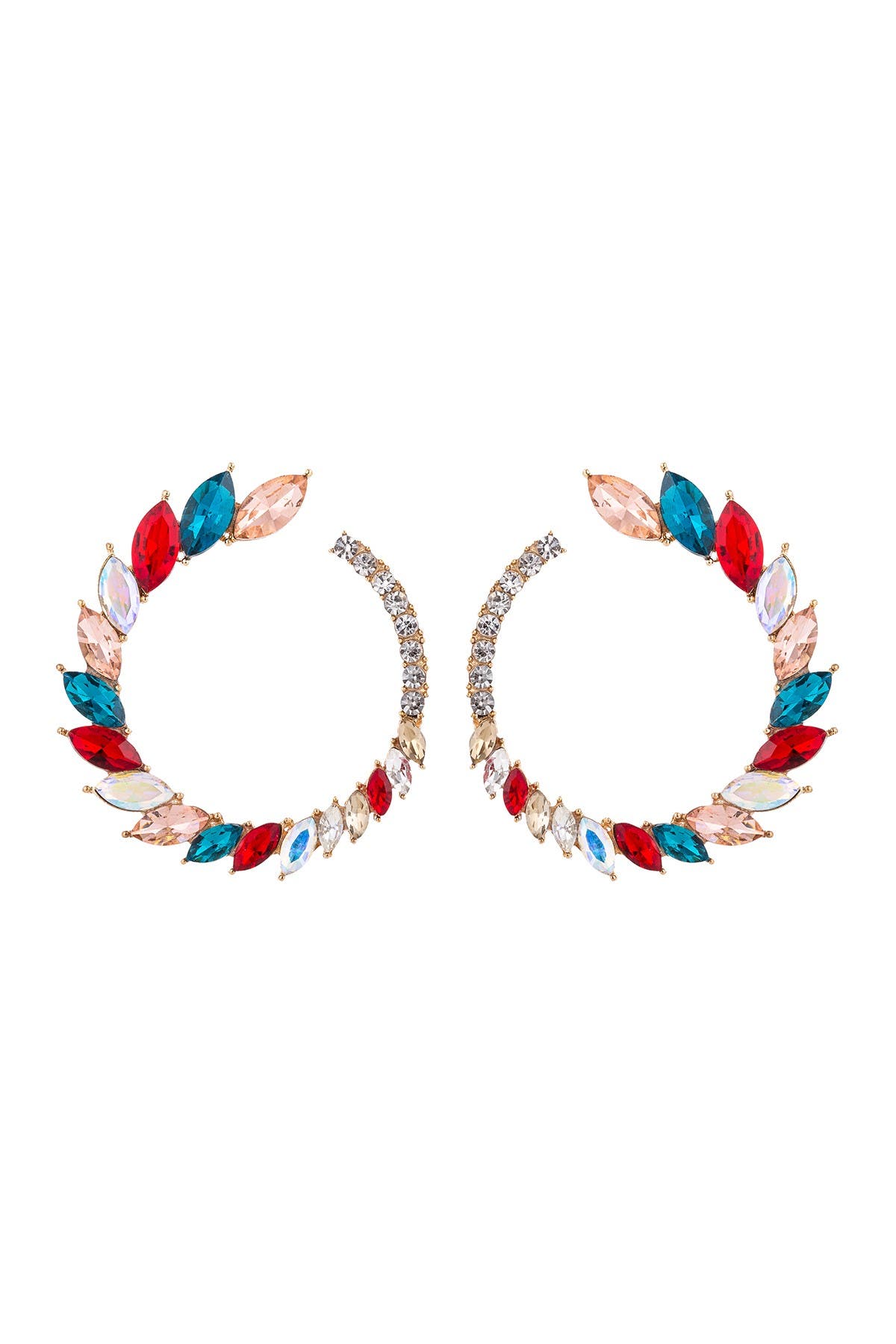 EYE CANDY LOS ANGELES Roman Marquise Cut Multi-Color Glass Open Circle ...