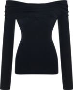 PCFG The Party Edit Rib Draped Long Sleeve Top