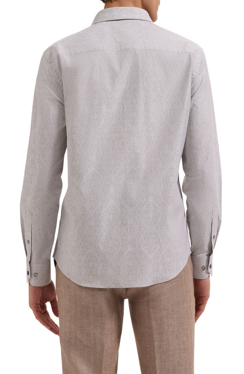 Bugatchi Axel Shaped Fit Stretch Cotton Button-Up Shirt, Alternate, color, Khaki