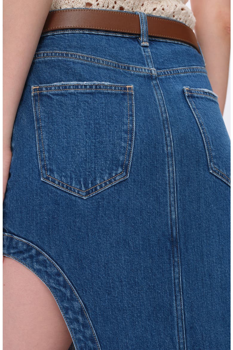 Slit Denim Midi Skirt, Alternate, color, MEDIUM BLUE