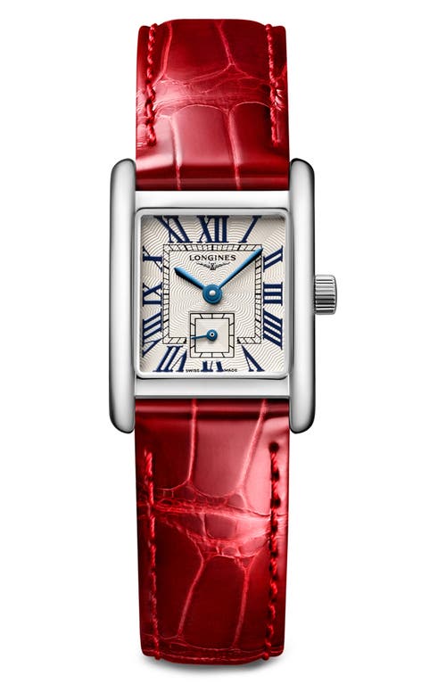 Longines Mini DolceVita Automatic Leather Strap Watch, 29mm x 21.5mm in Red 