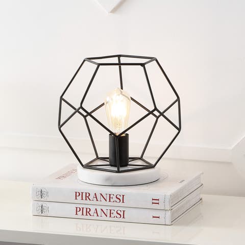 James MidCentury Glam Metal Geometric LED Table Lamp