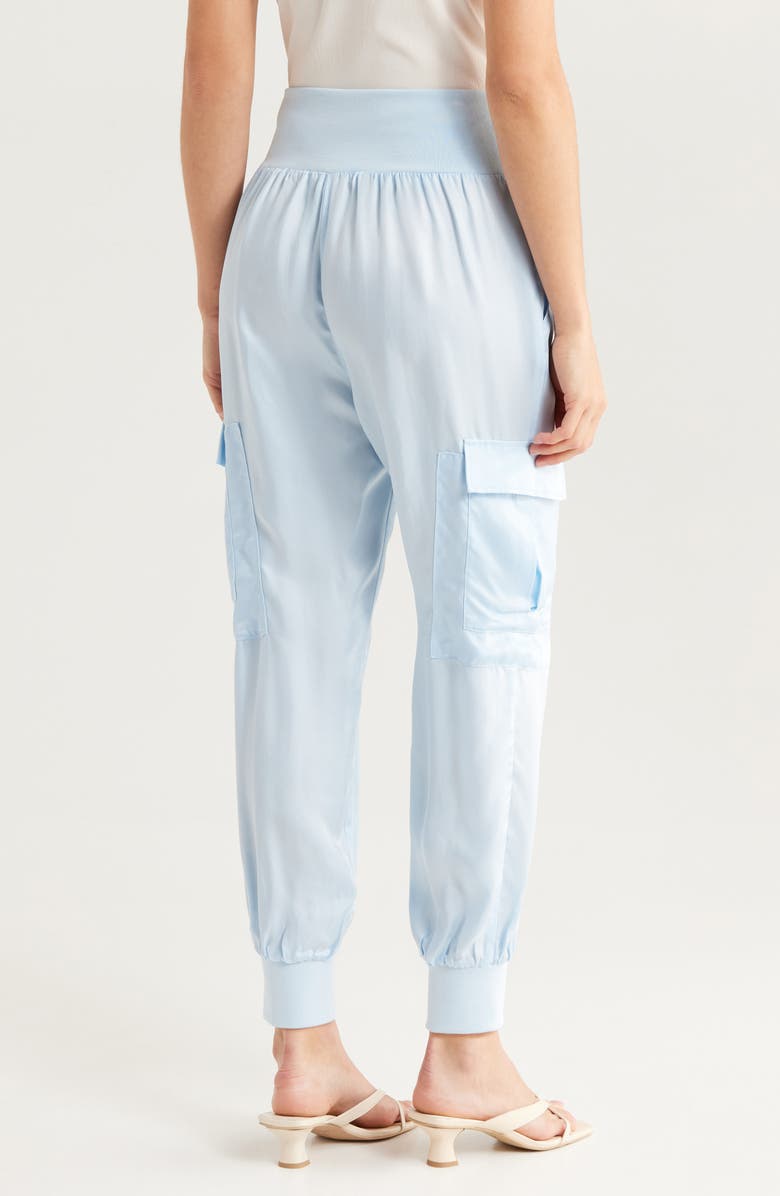 Cinq à Sept Giles Cupro Crop Cargo Joggers, Alternate, color, Spring Sky Multi