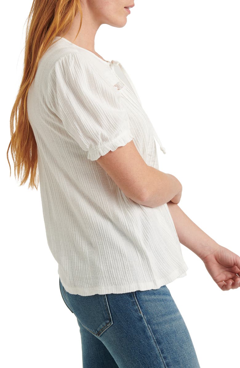 Lucky Brand Tie Neck Pintuck Blouse, Alternate, color, 