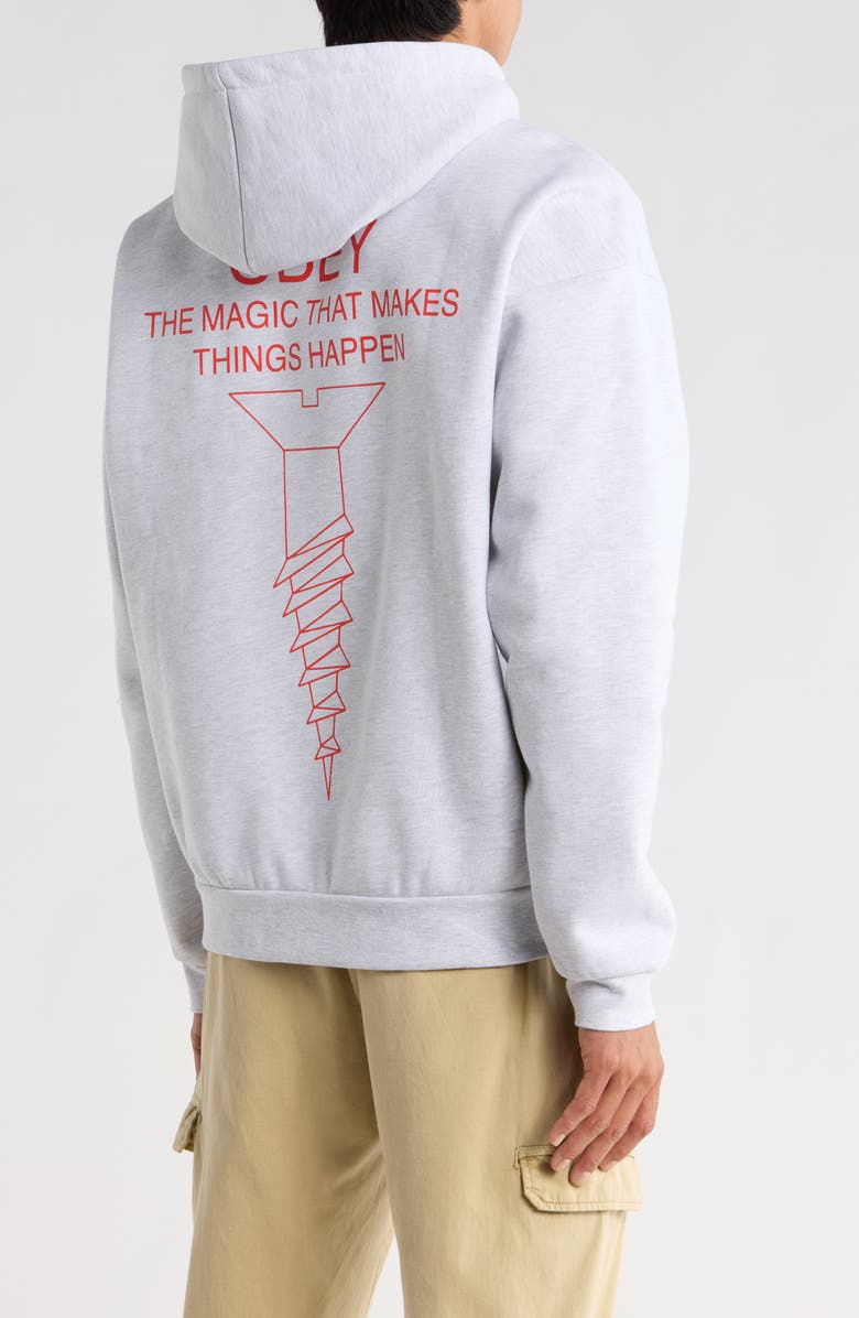 Obey Things Happen Extra Heavyweight Hoodie, Alternate, color, Ash Grey