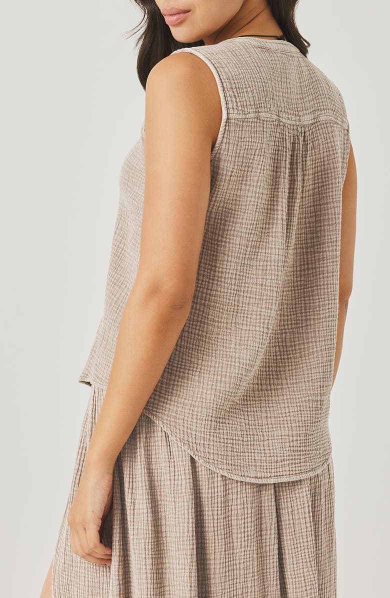 Splendid Ava Cotton Gauze Button-Up Tank, Alternate, color, Light Wicker Beige