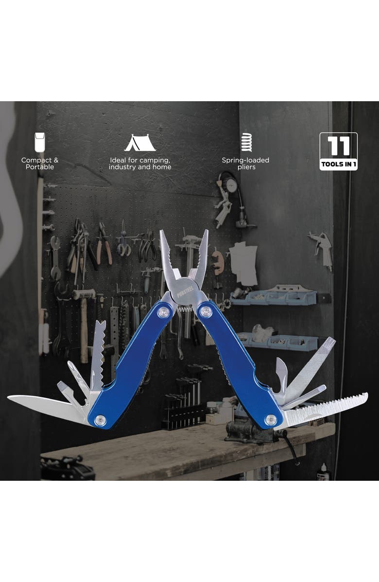 PURSONIC 11-in-1 Multifunction Tool Survival Essentials Bundle The Ultimate Compact Kit for DIY Outdoor and Everyday Use, Alternate, color, Blue