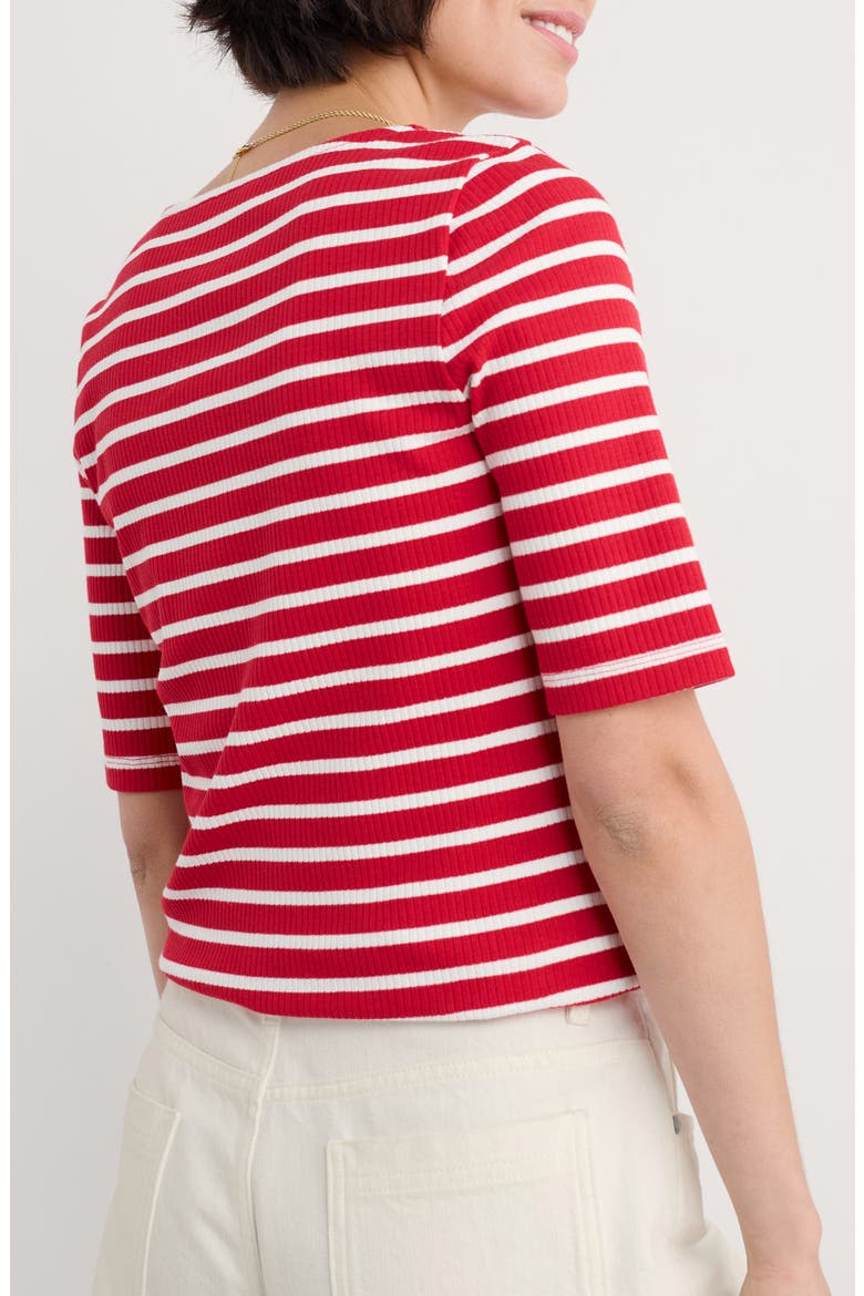 Early Orchid Stripe Cotton Rib Henley, Alternate, color, BRETON SCARLET CHALK