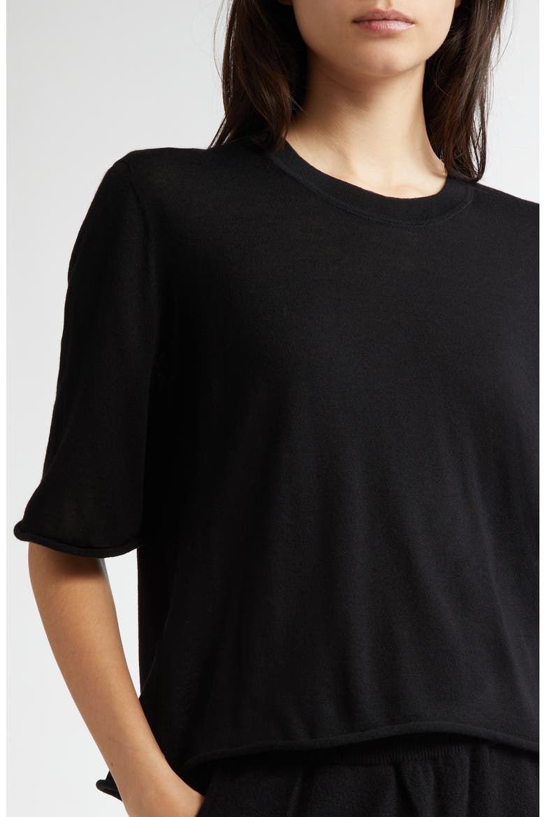 Superfine Merino Wool Scoop Neck Sweater, Alternate, color, BLACK
