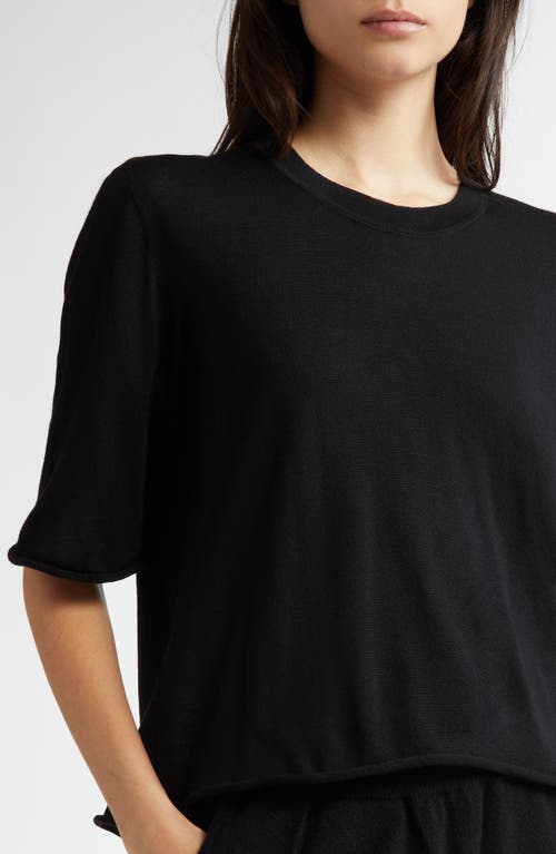 Johnstons Of Elgin Superfine Merino Wool Scoop Neck Sweater In Black