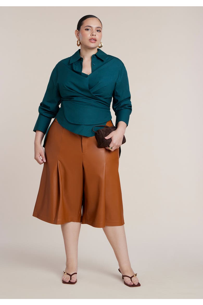 Faux Leather Bermuda Short, Alternate, color, CARAMEL CAFE