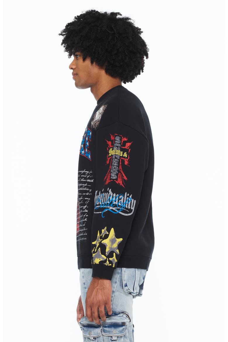 Graphic Cotton French Terry Sweatshirt, Alternate, color, BLACK