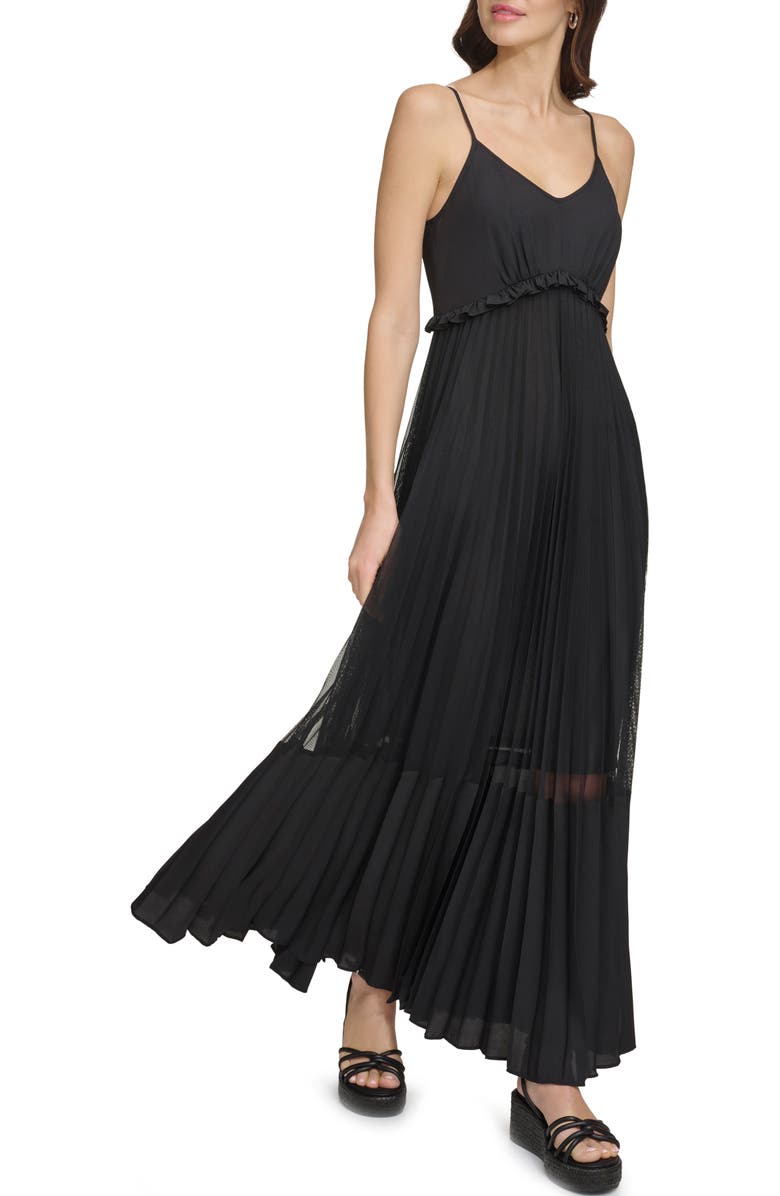 DKNY Sleeveless Pleated Maxi Dress, Alternate, color,