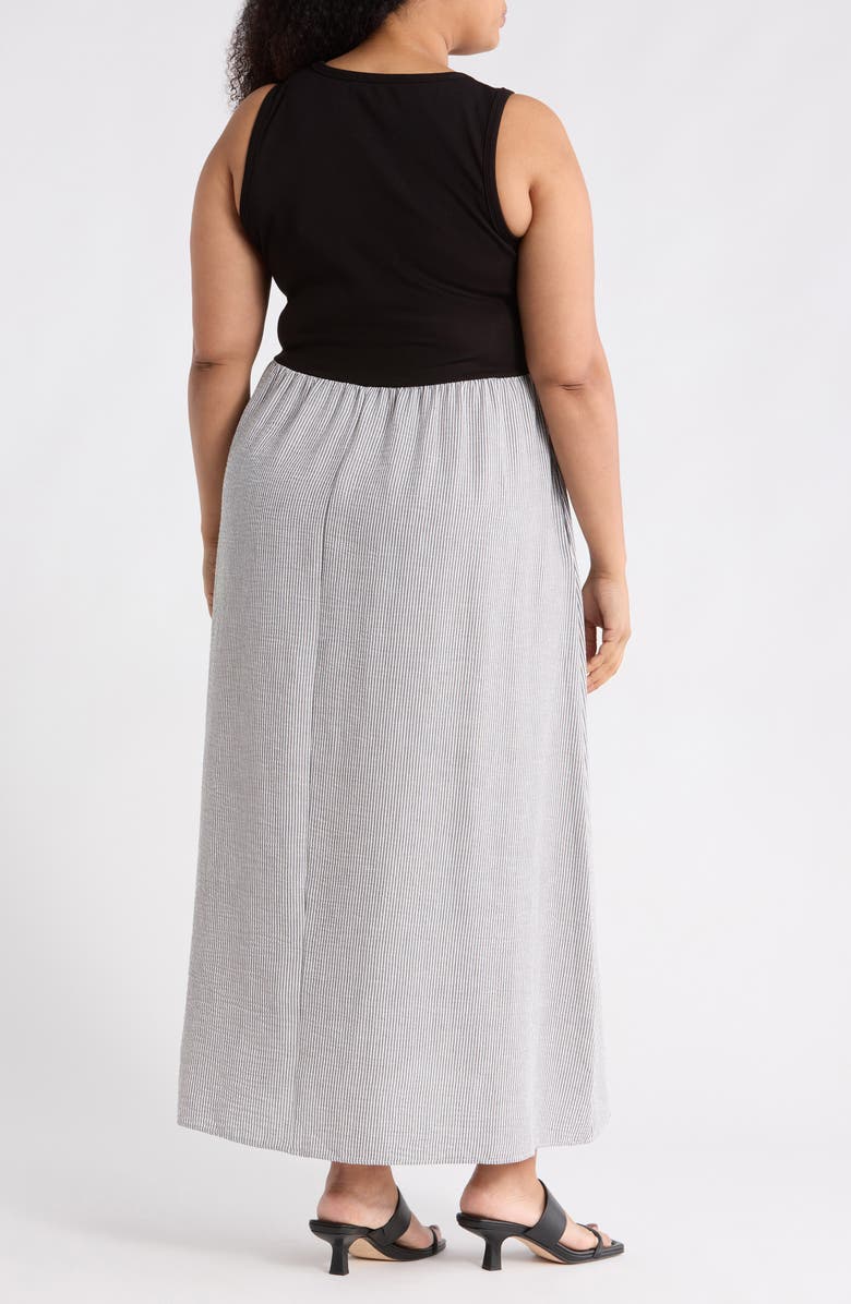 Renee C Mixed Media Midi Dress, Alternate, color, Black