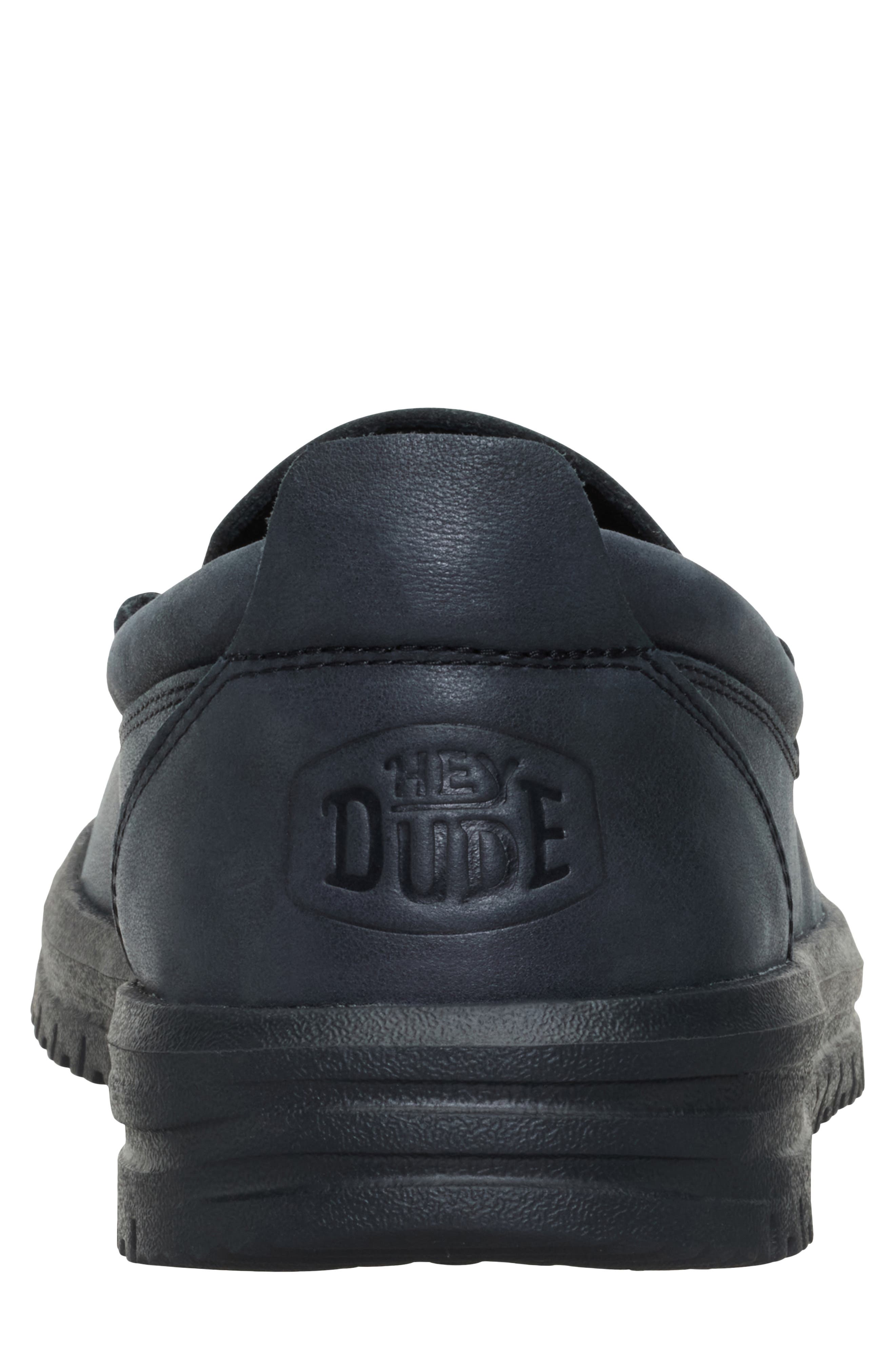 Hey Dude Wally NXT Leather Penny Loafer, Alternate, color, Black/ Black