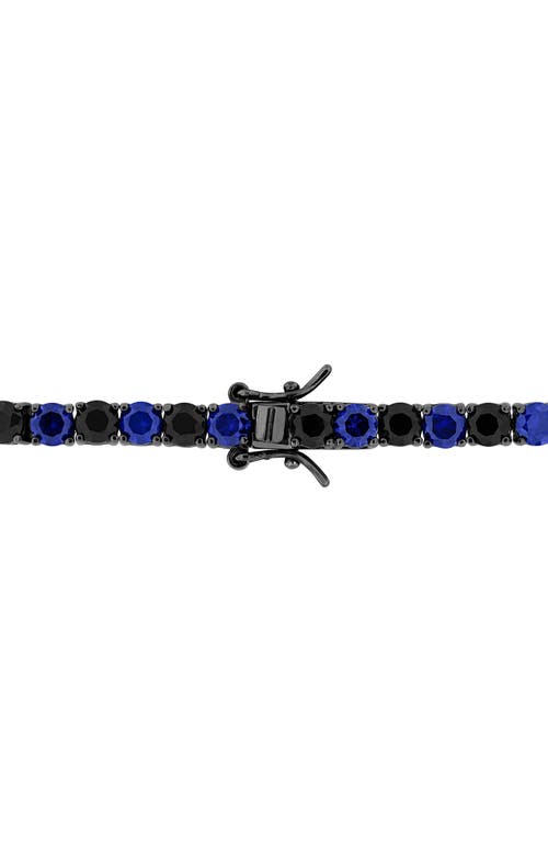 Delmar Sterling Silver Lab Created Sapphire Bracelet In Blue