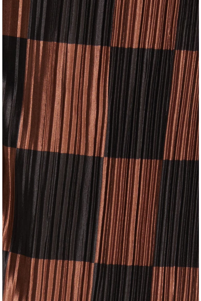 Check Long Sleeve Plissé Top & High Waist Pants, Alternate, color, MOCHA AND BLACK CHECK
