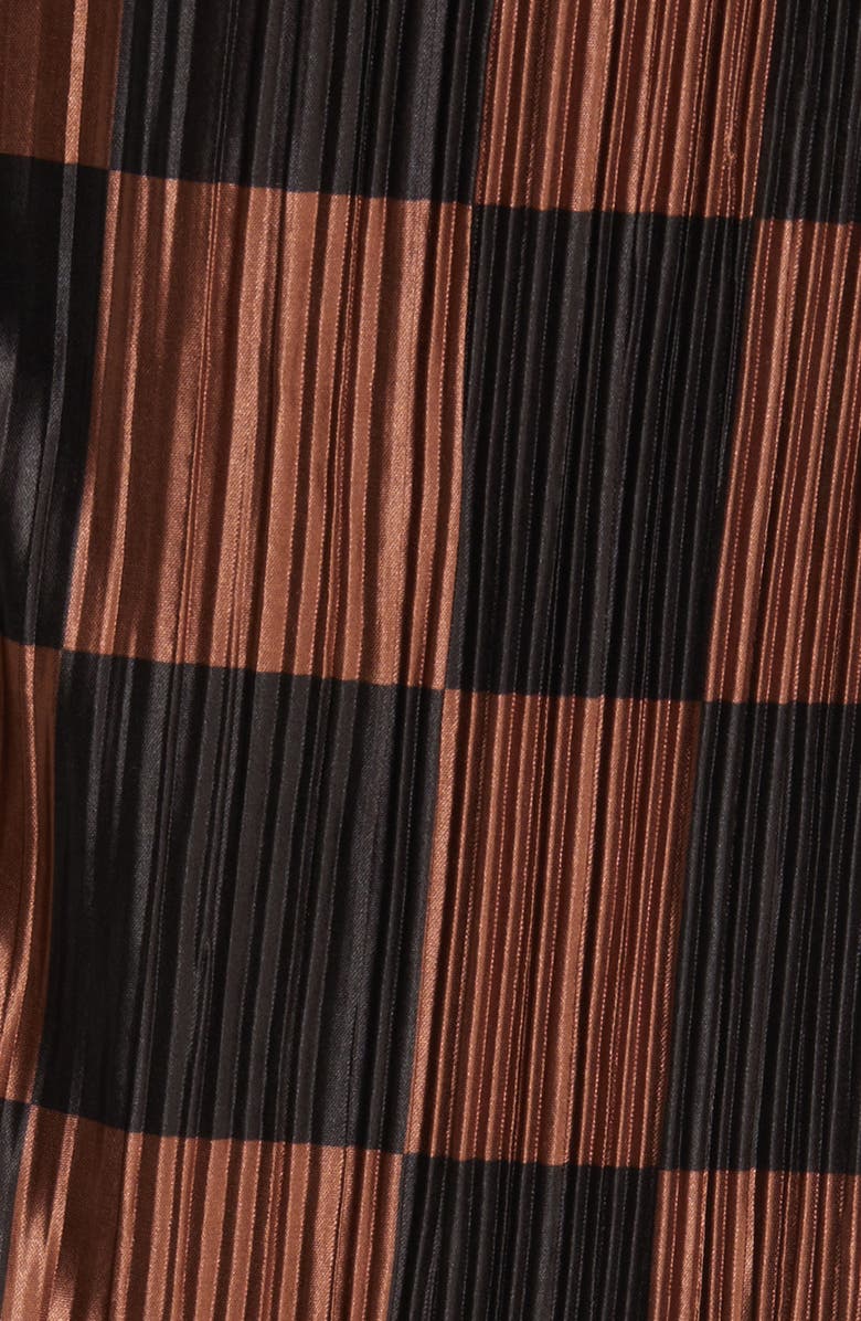 Dressed in Lala Check Long Sleeve Plissé Top & High Waist Pants, Alternate, color, 