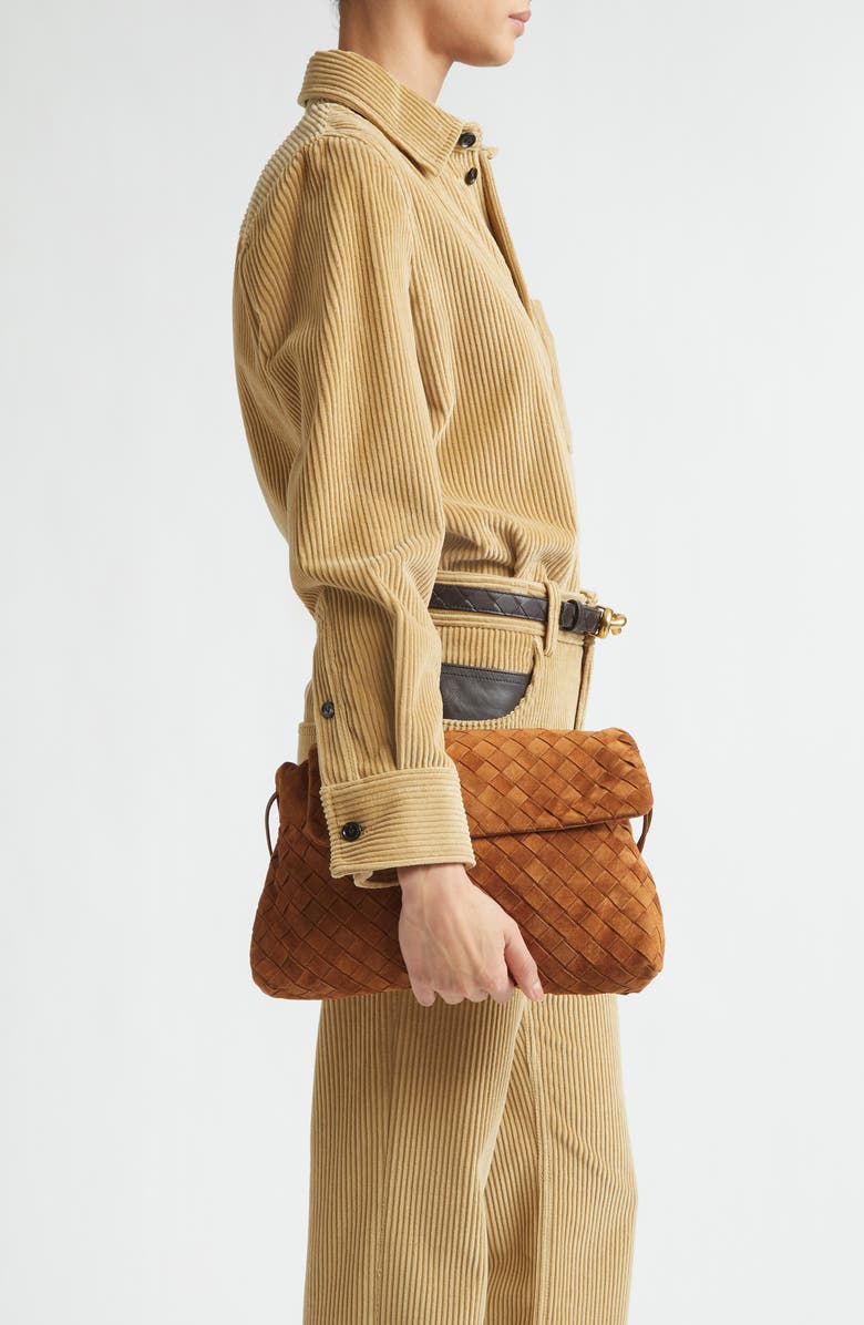 Bottega Veneta Giorno Intrecciato Suede Shoulder Bag, Alternate, color,