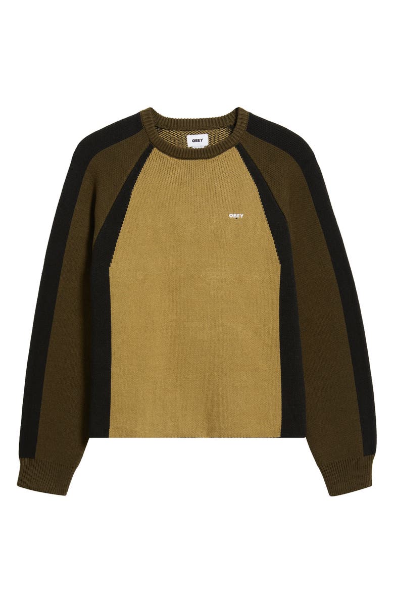 Obey Raglan Sleeve Sweater, Alternate, color, Mermaid Green Multi