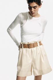 H&M Linen-blend paper-bag shorts